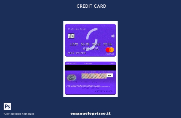 modello di carta mastercard della banca Starling del Regno Unito in stile verifi